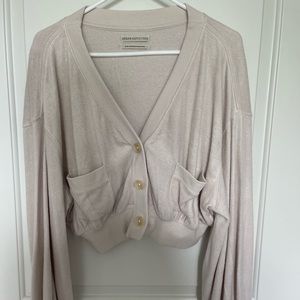 Beige Urban Outfitters Cropped button-up sweater